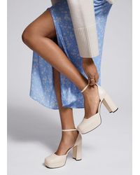 & Other Stories Leather Platform Mary Jane Pumps - Blue