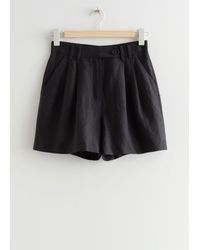 & Other Stories Relaxed Linen Shorts - Black