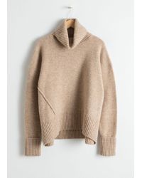 & Other Stories Wool Blend Turtleneck Sweater - Natural