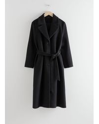 & Other Stories Oversized Alpaca Blend Coat - Black