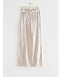 & Other Stories Flared Linen Pants - Natural
