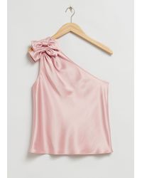& Other Stories - One Shoulder Satin Bow Top - Lyst