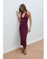 Stradivarius - Abito Midi Halter Con Texture - Lyst