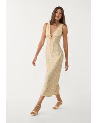 Stradivarius - Abito Midi Satinato Con Pizzo - Lyst