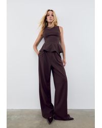 Stradivarius - Pantalone Elegante Gamba Larga A Righe - Lyst
