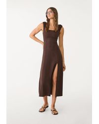 Stradivarius - Vestito Midi Fluido Con Schiena Incrociata - Lyst