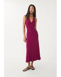 Stradivarius - Abito Midi Con Nodo Sulla Schiena - Lyst