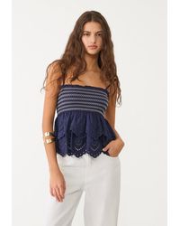 Stradivarius - Top Con Volant Ricamati - Lyst