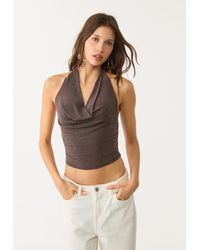Stradivarius - Top Halter Brillantini - Lyst