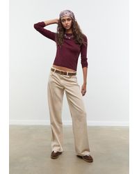 Stradivarius - Maglietta Canneté A Maniche Lunghe - Lyst