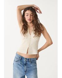 Stradivarius - Top Halter A Righe Misto Lino - Lyst