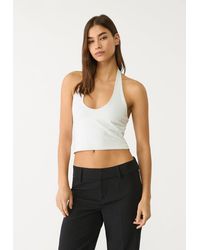 Stradivarius - Top Corto Halter - Lyst