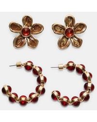 Stradivarius - Set Di 2 Orecchini A Fiore Smaltato - Lyst