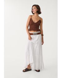 Stradivarius - Top Aderente Con Volant - Lyst
