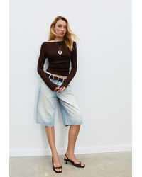 Stradivarius - Maglietta A Maniche Lunghe Arricciata - Lyst