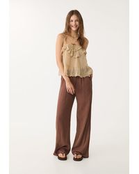 Stradivarius - Top Fluido Con Spalline E Pizzo - Lyst