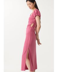 Stradivarius - Abito Midi Con Maniche A Sbuffo - Lyst
