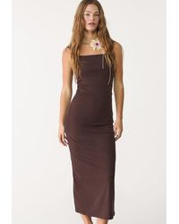 Stradivarius - Vestito Midi Scollo Quadrato - Lyst