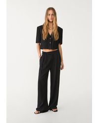 Stradivarius - Blazer Crop Maniche Corte Con Lino - Lyst