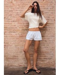 Stradivarius - Mini Short A Righe Con Bottoni - Lyst