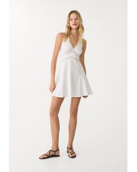 Stradivarius - Abito Corto Halter Con Lino - Lyst