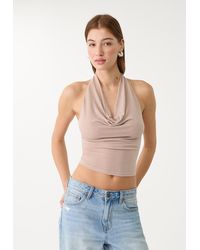 Stradivarius - Top Halter Brillantini - Lyst
