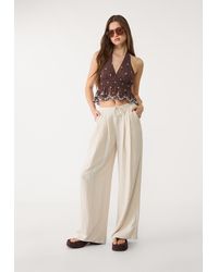 Stradivarius - Top Halter Ricamato A Contrasto - Lyst