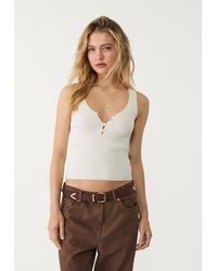 Stradivarius - Top A Coste Con Bottoni - Lyst