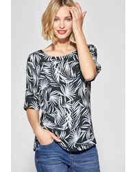 Street One Lockeres Palmenprint Shirt - Grün