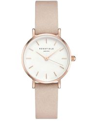 ROSEFIELD - Orologio solotempo in acciaio rose gold e cinturino in pelle rosa cipria con quadrante bianco - Lyst