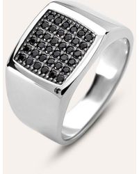 Stroili - Anello Chevalier Gentleman Argento Rodiato Cubic Zirconia - Lyst