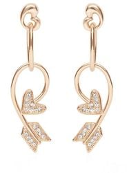 Stroili - Orecchini pendenti in ottone rosato con freccia di Cupido con strass - Lyst