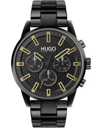 Stroili - Orologio multifunzione Hugo linea Seek con cinturino e cassa in acciaio nero - Lyst