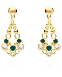 Stroili - Orecchini pendenti a lancia in ottone dorato con cristalli e smalto verde - Lyst