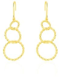 Stroili - Orecchini con tre cerchi in oro giallo pendenti e con chiusura a monachella - Lyst