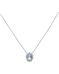 Stroili - Collana in oro bianco con pietra acquamarina 0.40 ct e diamanti 0.14 ct - Lyst