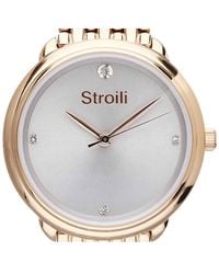 Stroili - Orologio solo tempo con cinturino e cassa in acciaio dorato con cristalli - Lyst
