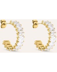 Stroili - Orecchini A Cerchio Aura Acciaio Dorato Cubic Zirconia - Lyst