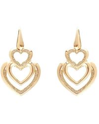 Stroili - Orecchini a monachella in ottone oro rosa con cuori glitter - Lyst