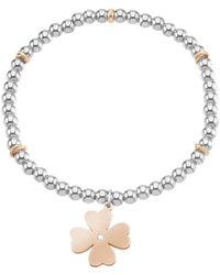 Stroili - Bracciale quadrifoglio in acciaio bicolore e cristalli - Lyst