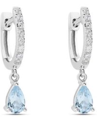 Stroili Orecchini A Cerchio Amélie Oro Bianco E Topazio Con Cubic Zirconia - Blu