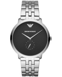 Emporio Armani - Orologio solo tempo in acciaio silver e quadrante nero - Lyst