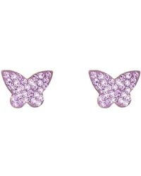Stroili - Orecchini farfalla in argento rodiato e cristalli - Lyst