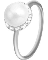 Stroili - Anello Fantasia Silver Pearls Argento Rodiato Perla sintentica Cubic Zirconia - Lyst