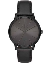 ARMANI EXCHANGE - Orologio solo tempo Emporio Armani cinturino in pelle nero e cassa in acciaio nero - Lyst