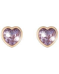 Stroili - Orecchini cuore in metallo rosato e pietre colore - Lyst