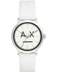 ARMANI EXCHANGE - Orologio 3h in nylon bianco con cinturino in silicone nero e quadrante bianco - Lyst