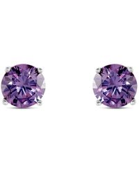 Stroili Orecchini Punto Luce A Lobo In Argento Con Zirconi Viola