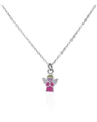 Stroili - Collana in argento rodiato con simbolo angelo - Lyst
