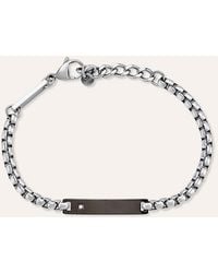 Stroili - Bracciale Con Targhetta Man Code Acciaio Bicolore Bianco / Nero Cubic Zirconia - Lyst